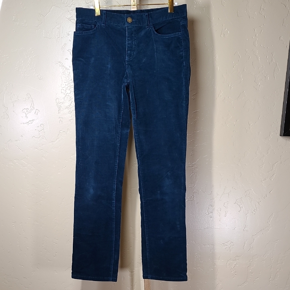 Chaps Women's Corduroy Deep Teal Blue Straight Leg Pants